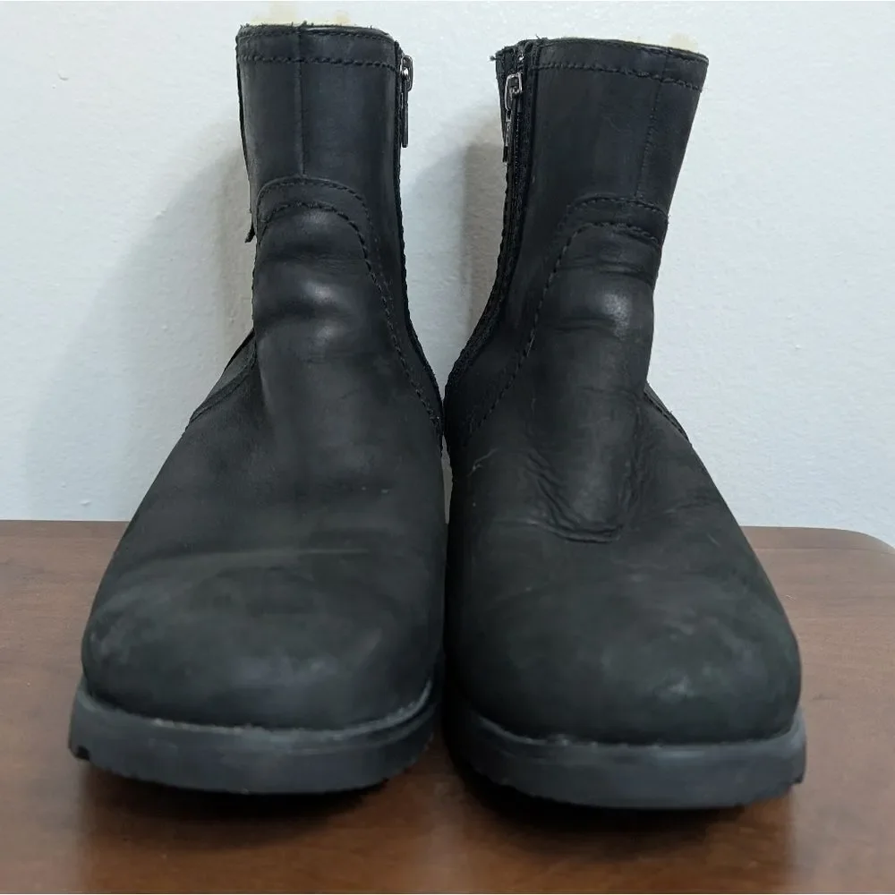 Ugg Fur Lined Outdoors Cozy Cabin Whimsigoth Dark Academia Leather Boots 10